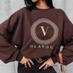 Bluza oversizowa logowana Laila Ola Voga brąz