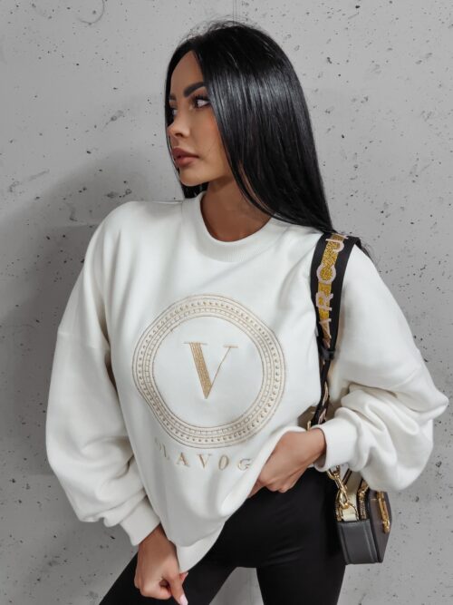 Bluza oversizowa logowana Laila Ola Voga ecru