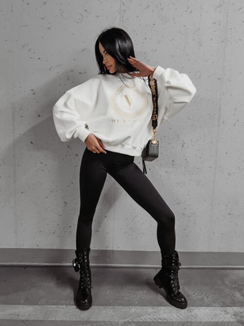 Bluza oversizowa logowana Laila Ola Voga ecru