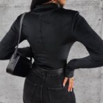 Body welurowe z kołnierzem Spain Ola Voga czarne