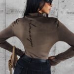 Body welurowe z kołnierzem Spain Ola Voga coffee