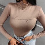 Body dzianinowe z golfem Philly Ola Voga c.beżowe