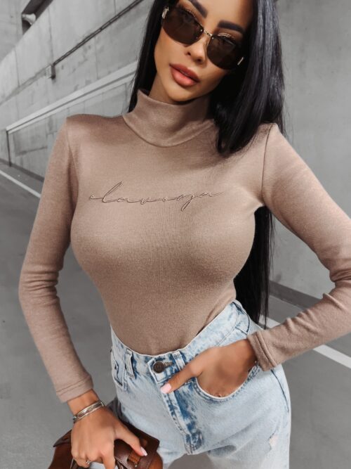 Body dzianinowe z golfem Philly Ola Voga c.beżowe