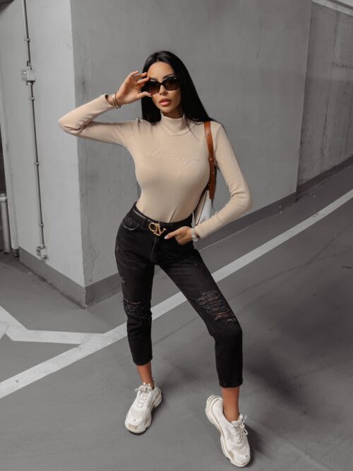 Body dzianinowe z golfem Philly Ola Voga j.beżowe