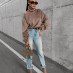 Sweter dzianinowy z wycięciami Prue Ola Voga beżowy