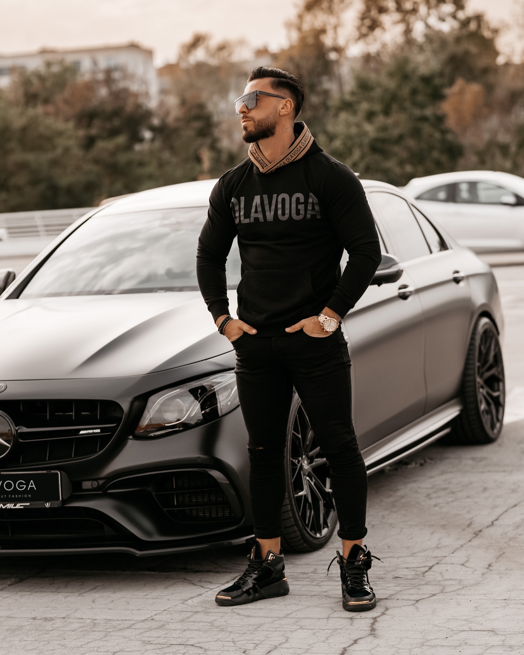 Bluza męska z kapturem Fern Ola Voga czarna