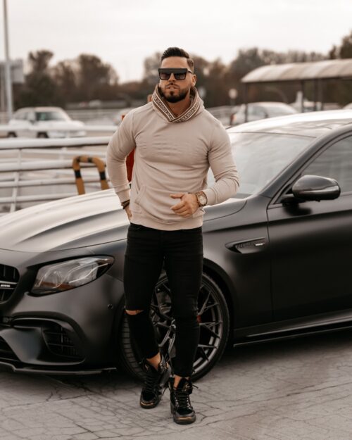 Bluza męska z kapturem Fern Ola Voga beżowa