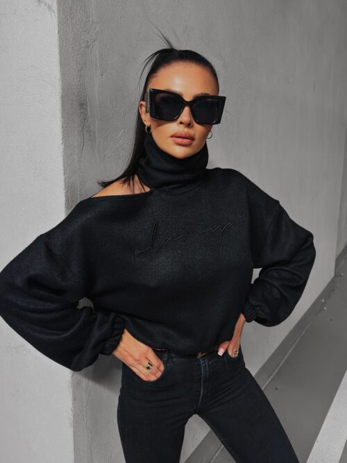 Sweter dzianinowy z wycięciami Prue Ola Voga czarny