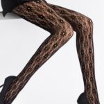 Rajstopy kabaretki żakardowe czarne