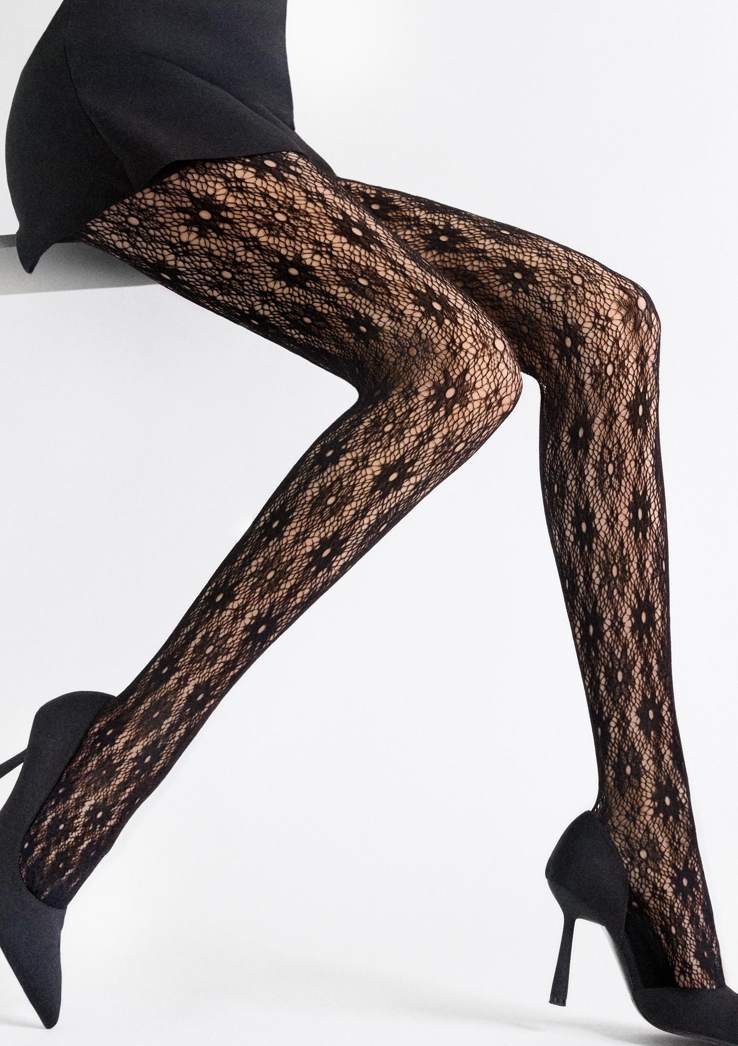 Rajstopy kabaretki żakardowe czarne