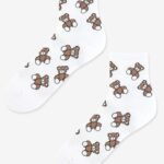 Skarpetki damskie w print misie białe