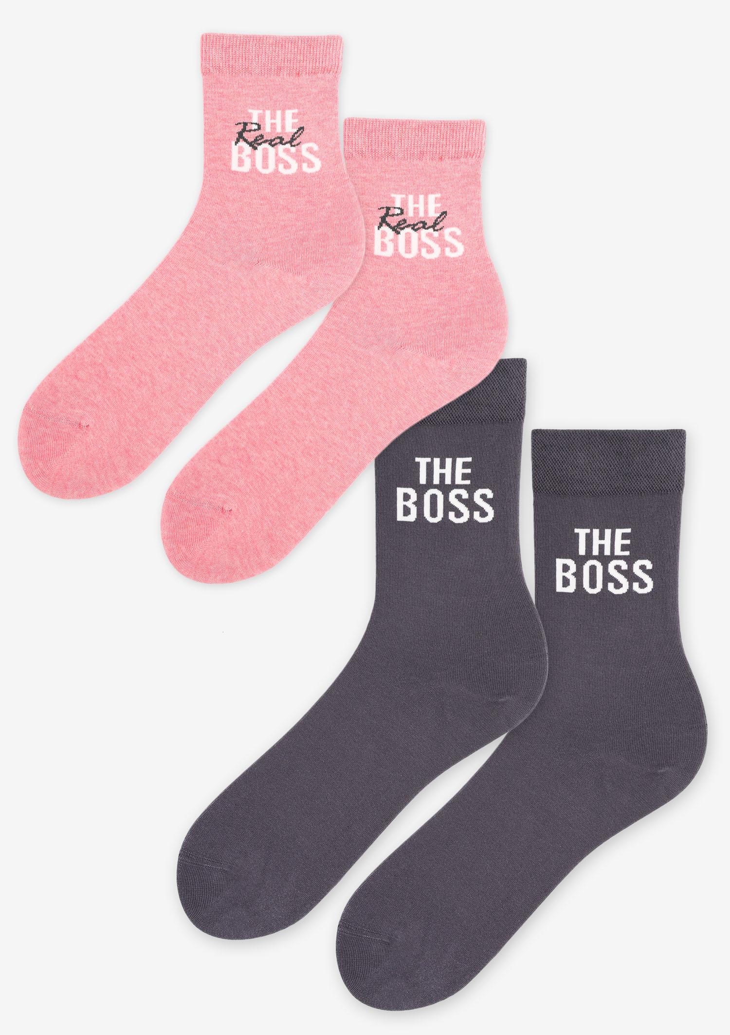 Zestaw skarpetek dla par Boss/Real Boss grafit/róż