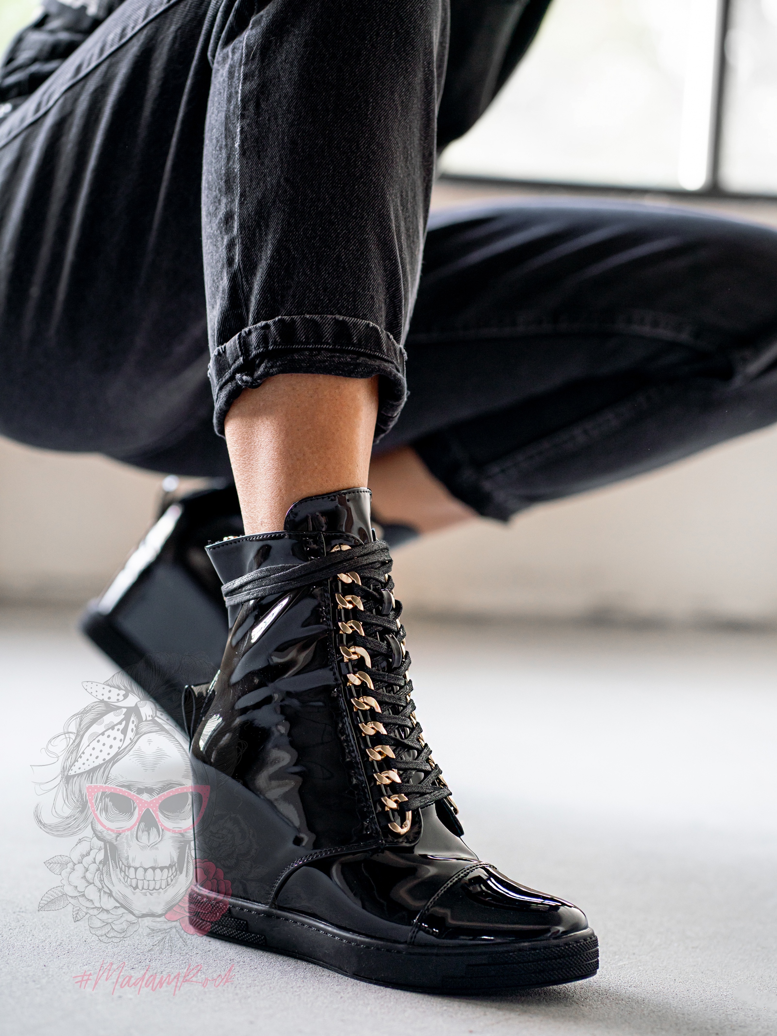 Sneakersy lakierowane Rock Filgod czarne