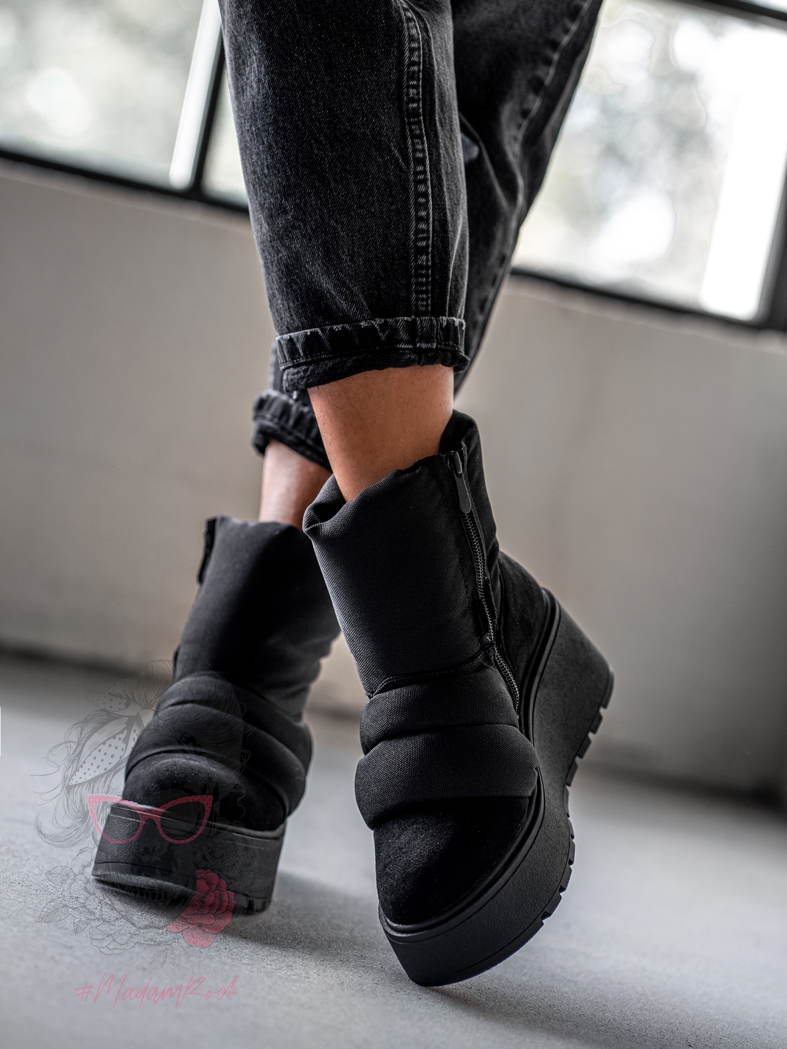 Botki koturny Madam Bambi czarne