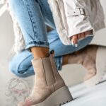 Botki koturny Madam Elins beżowe