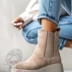 Botki koturny Madam Elins beżowe