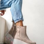 Botki koturny Madam Elins beżowe