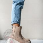 Botki koturny Madam Elins beżowe