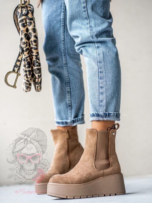 Botki koturny Madam Elins j.karmelowe