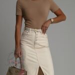 Top basic krótki t-shirt Diti j.karmelowy