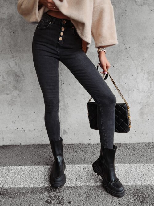 Spodnie jeansowe skinny Elma Ola Voga czarne