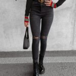 Spodnie jeansowe slim fit Buena Ola Voga czarne