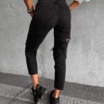 Spodnie jeansowe z rozcięciami Garo Ola Voga grafitowe