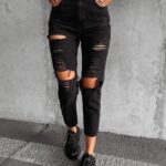 Spodnie jeansowe z rozcięciami Garo Ola Voga grafitowe