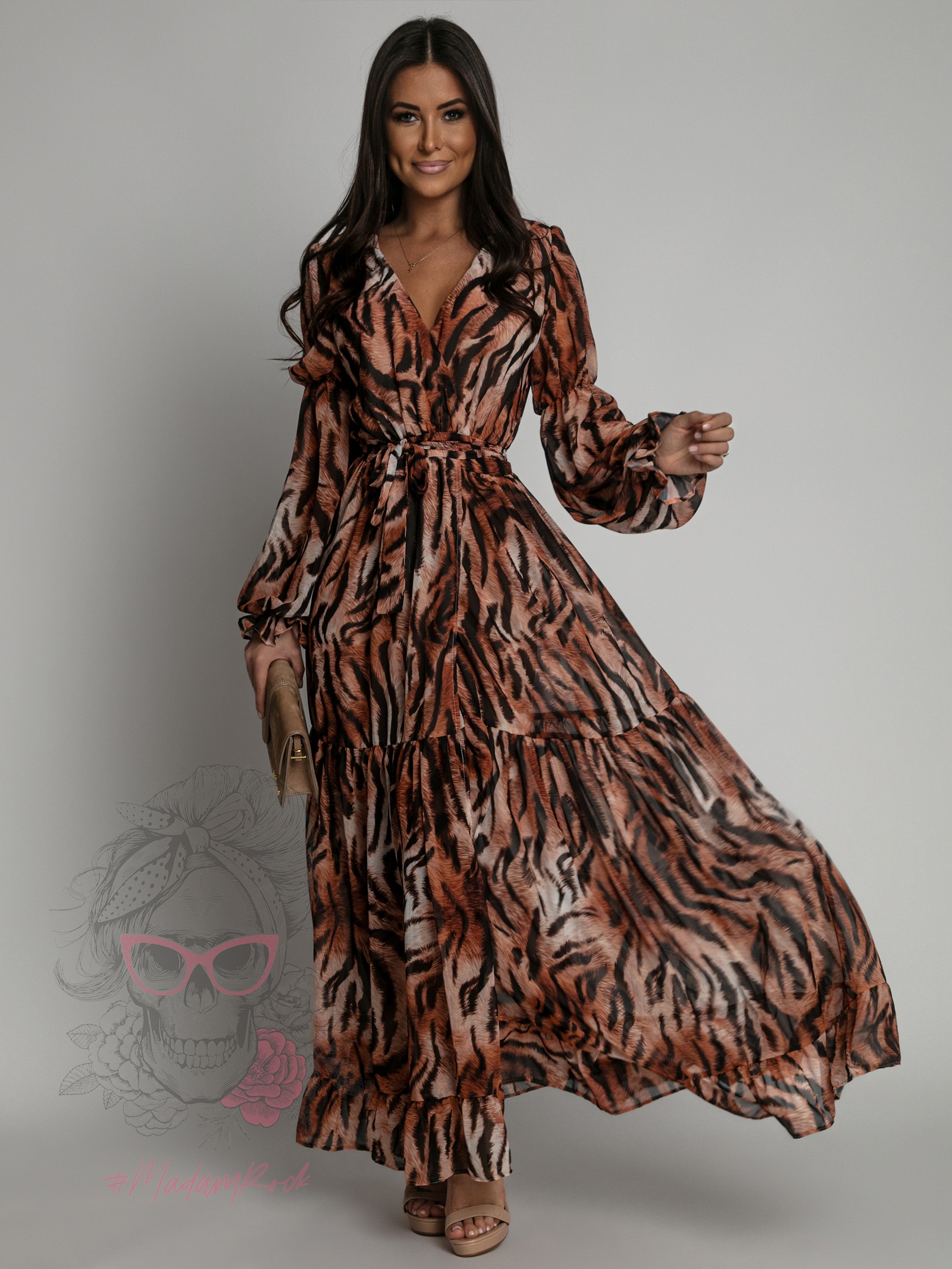 Sukienka maxi NB Safari brązowa