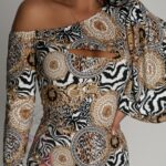 Sukienka w szpic NB Grecco zebra-panterka