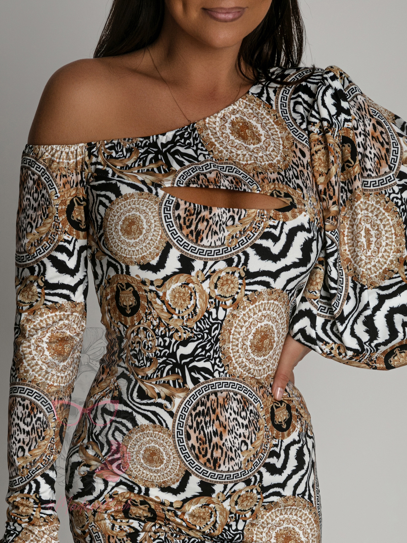 Sukienka w szpic NB Grecco zebra-panterka