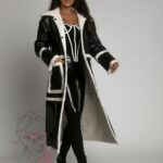 Płaszcz skórzany kożuszek maxi Kwadrat czarny