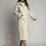 Płaszcz skórzany kożuszek maxi Kwadrat beżowy