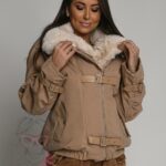 Kurtka z futrem Jaker karmelowa