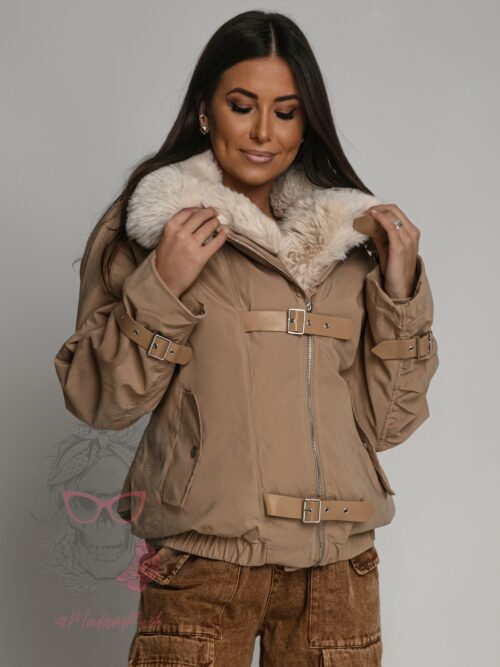 Kurtka z futrem Jaker karmelowa