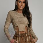 Bluzka sznurowana dekatyzowana Katera beżowa