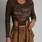 Bluzka sznurowana dekatyzowana Katera brązowa