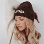 Czapka damska bawełniana OlaVoga Letters brązowa