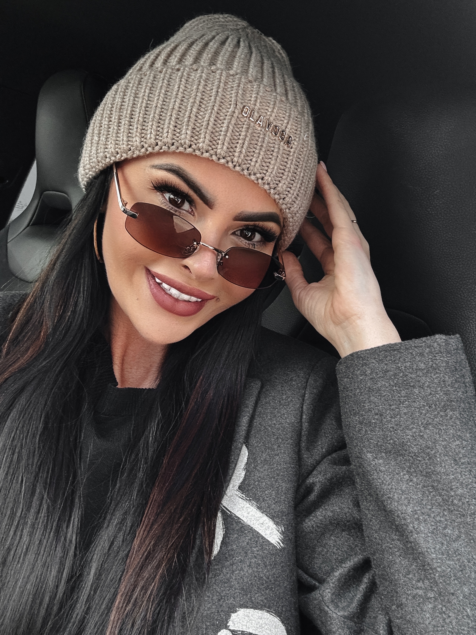 Czapka beanie prążkowana Cyndi Ola Voga beżowa