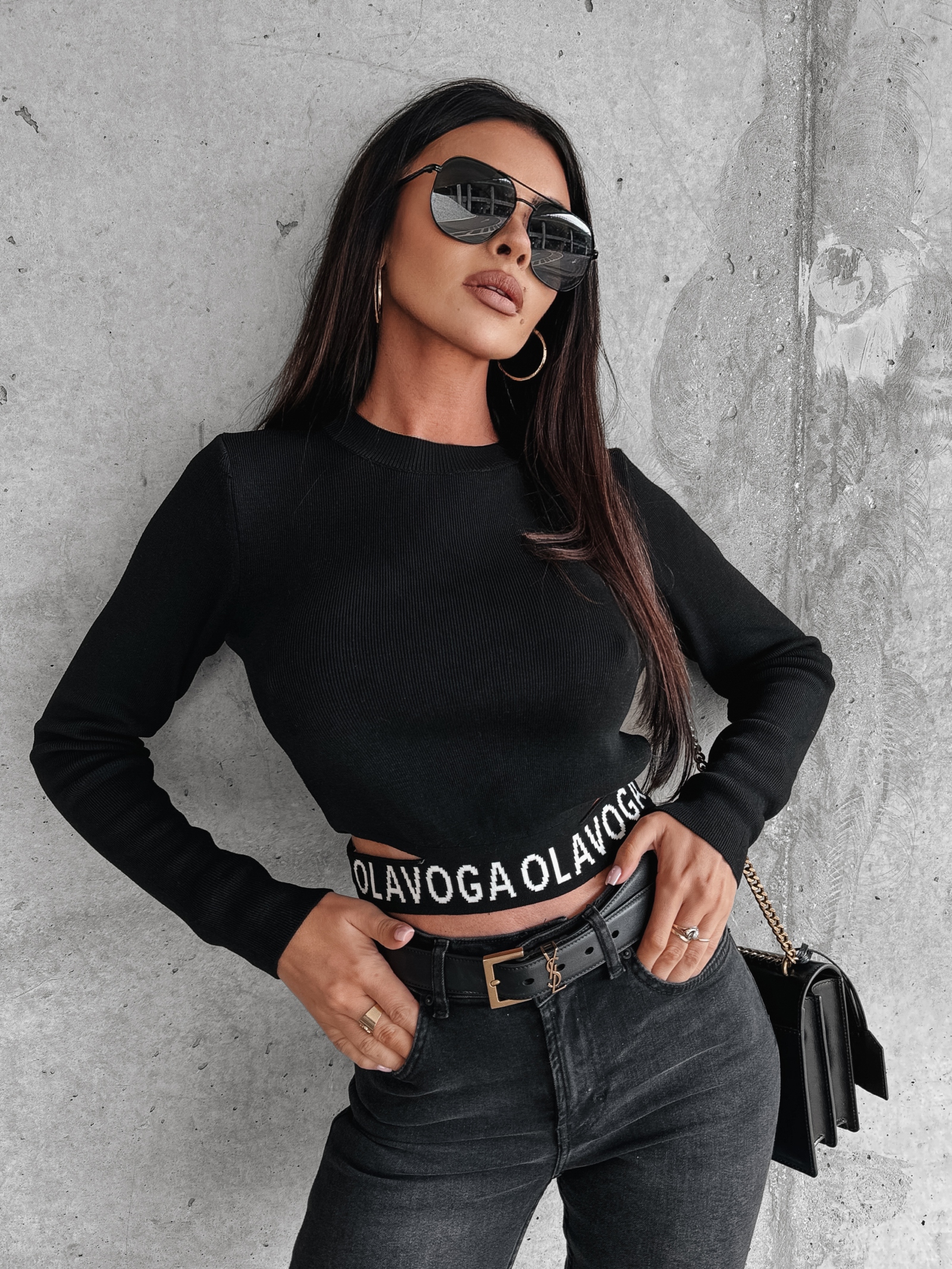 Bluzka sweterkowa Crete Ola Voga czarna Bluzka sweterkowa Crete Ola Voga czarna