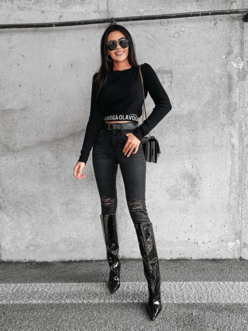 Bluzka sweterkowa Crete Ola Voga czarna