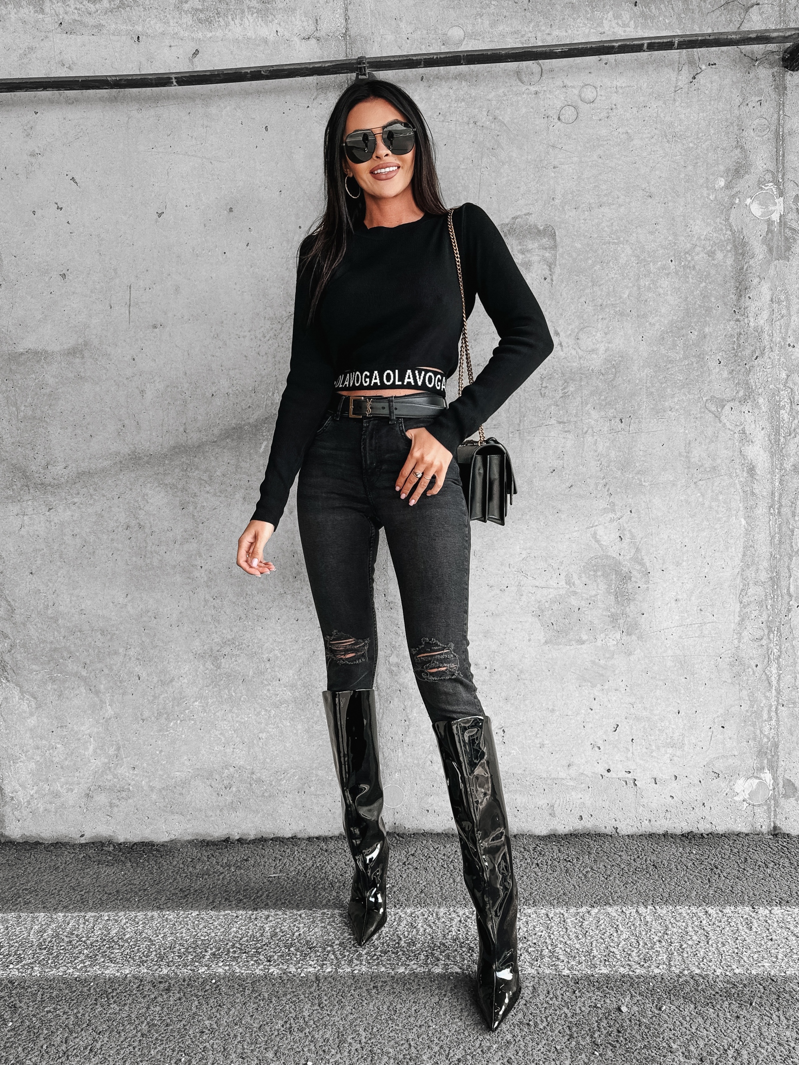 Bluzka sweterkowa Crete Ola Voga czarna Bluzka sweterkowa Crete Ola Voga czarna