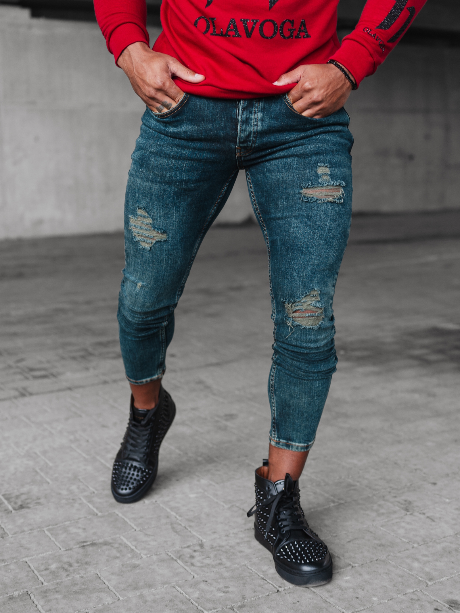 Spodnie jeansowe męskie slim fit Erin Ola Voga niebieskie