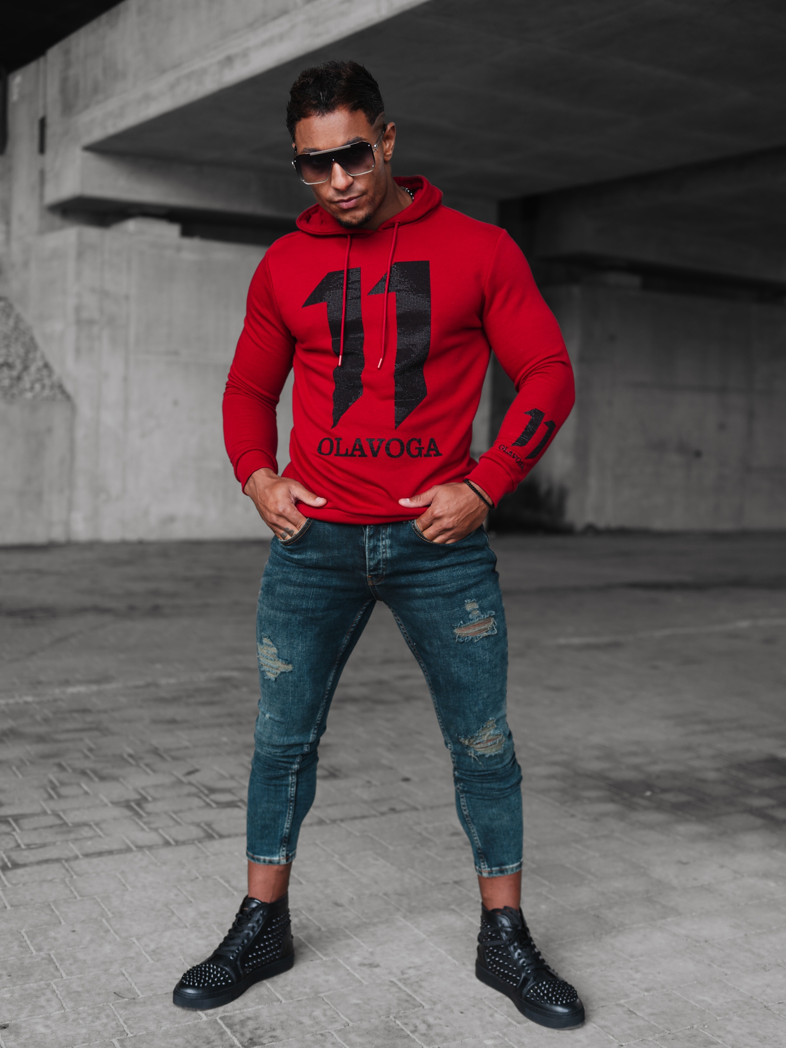 Spodnie jeansowe męskie slim fit Erin Ola Voga niebieskie