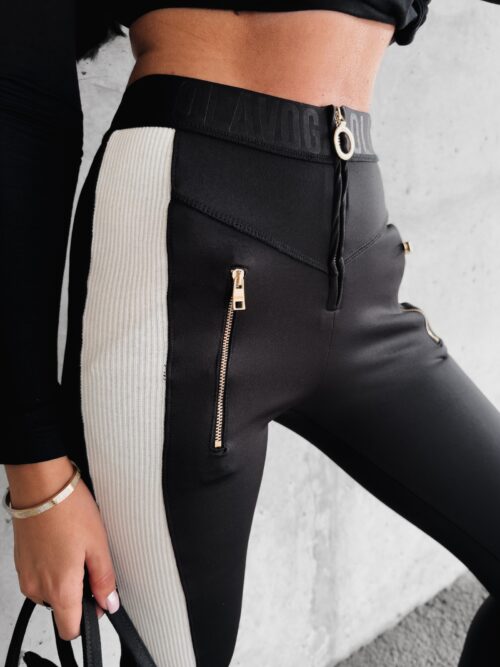 Spodnie modelujące z lampasem Chica Ola Voga czarne