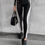 Spodnie modelujące z lampasem Chica Ola Voga czarne