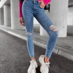 Spodnie slim fit damskie Ariel Ola Voga niebieskie