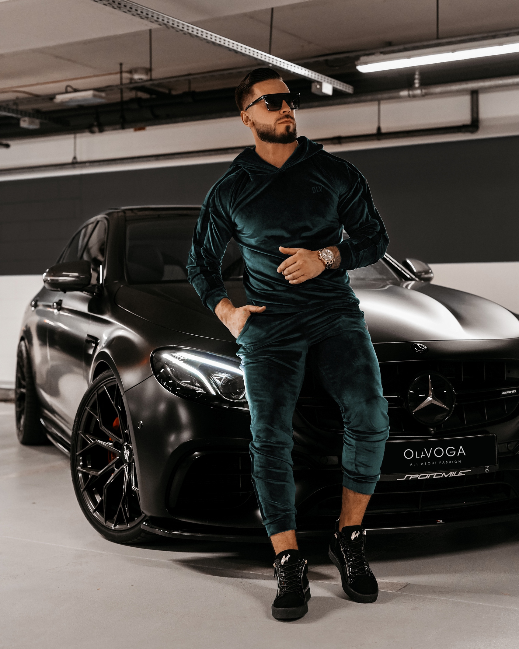 Komplet męski dresowy Elick Ola Voga butelkowa zieleń