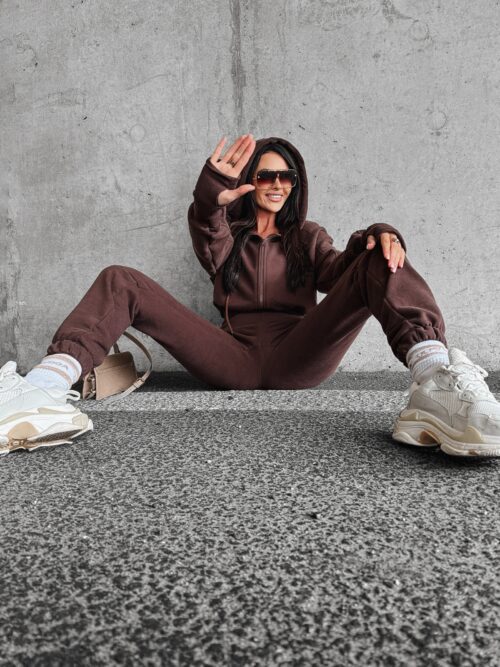 Komplet damski bawełniany Calista Ola Voga brązowy