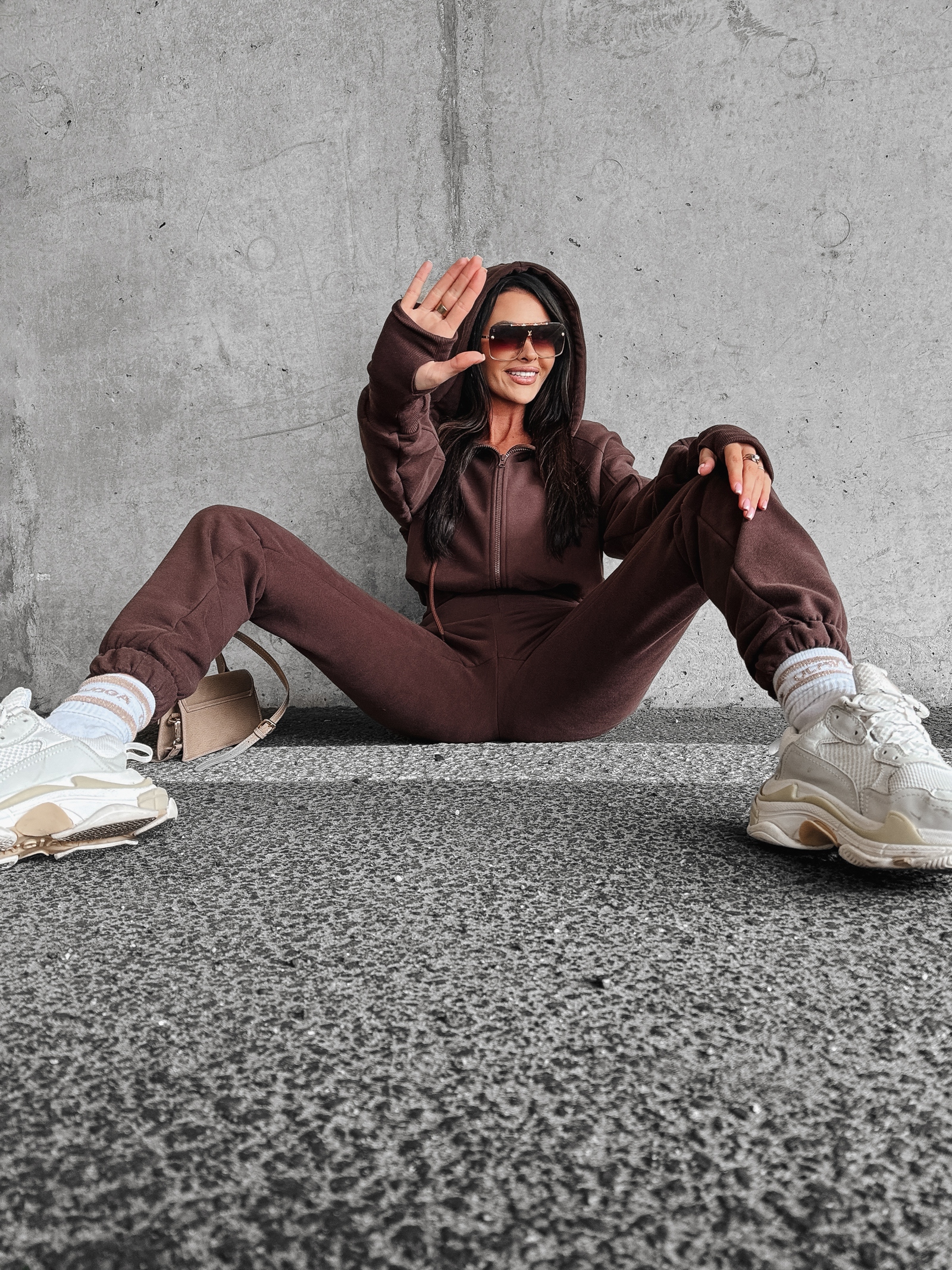 Komplet damski bawełniany Calista Ola Voga brązowy